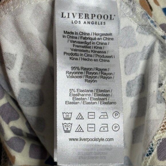 Liverpool Lapis Snake Top Short Sleeve V-Neck Knit Top - Blue/Brown/Gold - XL - Picture 9 of 9